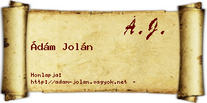 Ádám Jolán névjegykártya